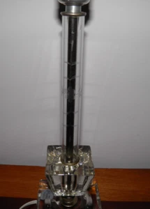 Vintage, "SCHILLER BROS" Art Deco, etched clear glass Boudoir table lamp 13-1/2" - Picture 1 of 16