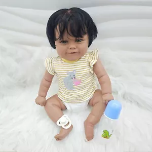19'' Black Infant Baby Doll Vinyl Toddler African American Baby Girl Cloth Body - Picture 1 of 8