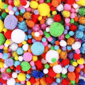 1000Pcs Multicolor Pom Pom Balls, Assorted Sizes & Colors Pompoms for Decoration - Picture 1 of 11