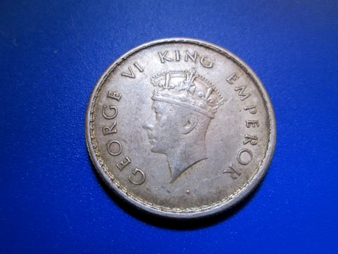 British India 1939 1/2 Rupee .917 SILVER George VI (Great Britain) Lightly Circ Cover