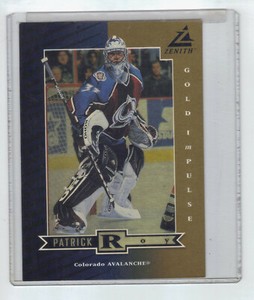 1997 98 Zenith Patrick Roy  Gold impulse uncut 18 / 100 and silver uncut