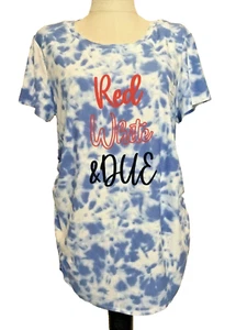 TIME AND TRU MATERNITY FITTED STRETCH Short Sleeve Graphic Tee Shirt Sz L - Picture 1 of 7