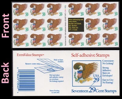 US 2596a Eagle & Shield green 29c ATM booklet 17 D32322 MNH 1992 - Image 1 of 3