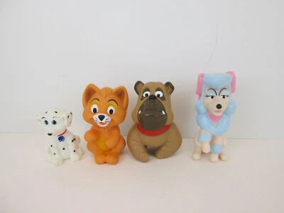 Conjunto de bonecos de borracha vintage Disney McDonald's 1988 Oliver & Co 3 bonecos de dedo - Imagem 1 de 4