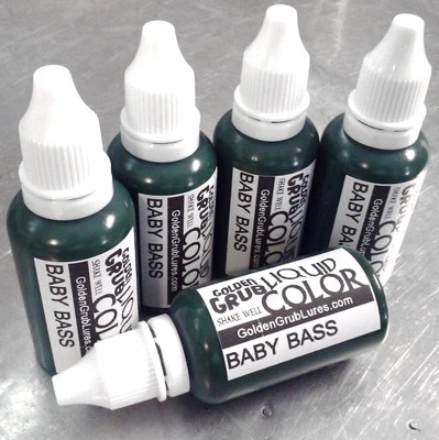 THE GOLDEN GRUB LURE CO NEW 1 OZ. BABY BASS Liquid Color Fishing Plastic Soft Bait Plastisol Making