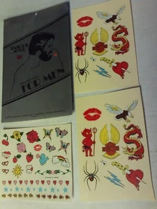 Vintage 1990's Tattoos By Joyce, Temporary , Harley Davidson, Lips, Stars, Heart - Picture 1 of 4