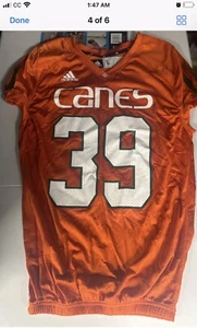 Miami Hurricanes # 39 Game Used Orange Practice Jersey L DP27957 - Bild 1 von 16