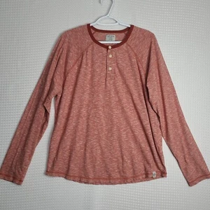 Lucky Brand Mens Large Red/Orange Long Sleeve Henley Shirt - Picture 1 of 15