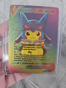 Flying Pikachu V Rainbow Foil Fan Art Textured Collector Card 015/015 - Bild 1 von 5
