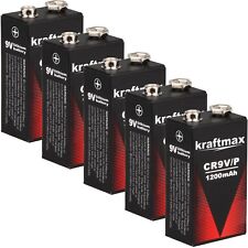 5x Kraftmax Rauchmelder 9V Lithium Block Batterien 1200 mAh 10 Jahres Batterie