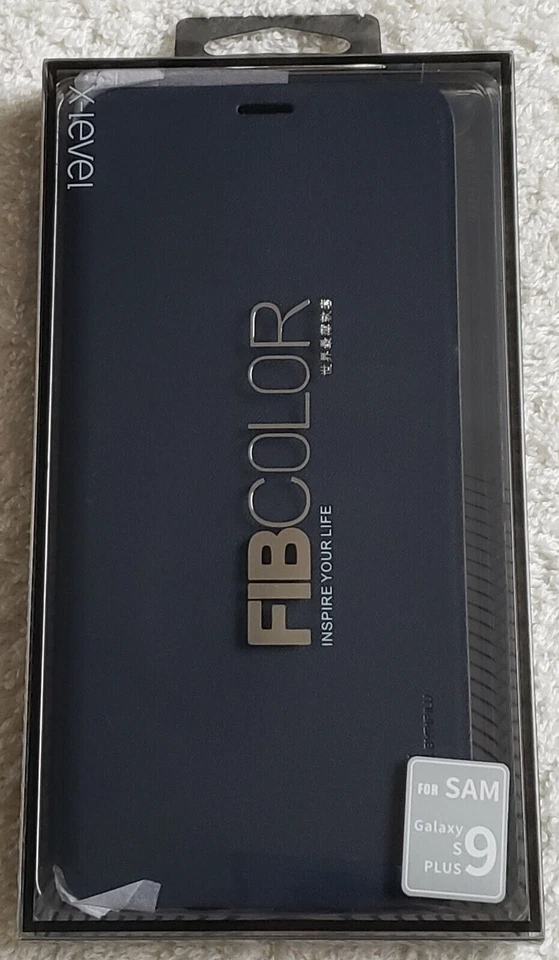 For Samsung Galaxy S9 PLUS X-Level FIBCOLOR Ultra Slim Full Flip Case/Stand BLUE — 第 1/4 张图片
