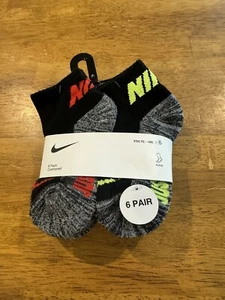 Nike Kids 7C 10C Ankle Socks BN0551-023 Black Heather Gray 6 Pairs New With Tags - Picture 1 of 6
