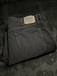 New! Wrangler Authentics Regular Fit Mens 37x30 Black Denim Jeans - Picture 1 of 8