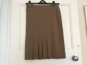 MNG Mango Brown pleated fitted skirt size 12 - Picture 1 of 5