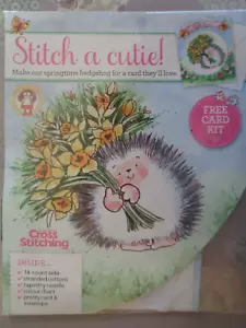 Margaret Sherry's springtime hedgehog cross stitch kit with card & envelope - Picture 1 of 2