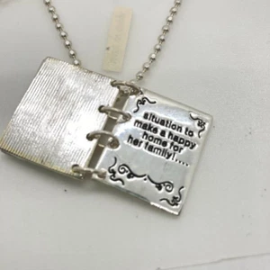 New Icon Collection MOM Book Locket Pendant 15" Necklace Silver Tone Ball Chain - Picture 1 of 9