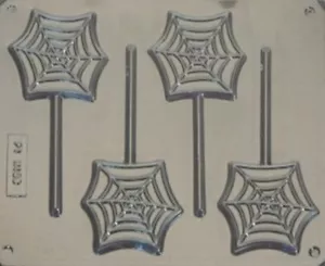 SPIDERS WEB SCHOKOLADE LOLLIPOP FORM 4 HOHLRAUM HALLOWEEN GROOKY TRICK ODER LECKERBISSEN - Bild 1 von 1