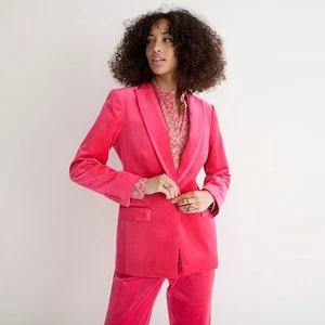 J. Crew Collection Pink Willa Blazer Jacket in Tipped Stretch Velvet size 0 - Picture 1 of 11