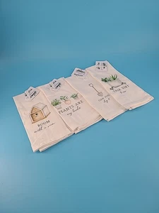 Juego de 4 toallas de té en el jardín planta de conejito pájaro naturaleza que cobertiza 11x18" - Imagen 1 de 7
