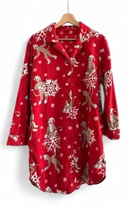 Nick & Nora Damen Nachthemd rot Baumwolle Flanell Socke Affe Schlafhemd S - Bild 1 von 12