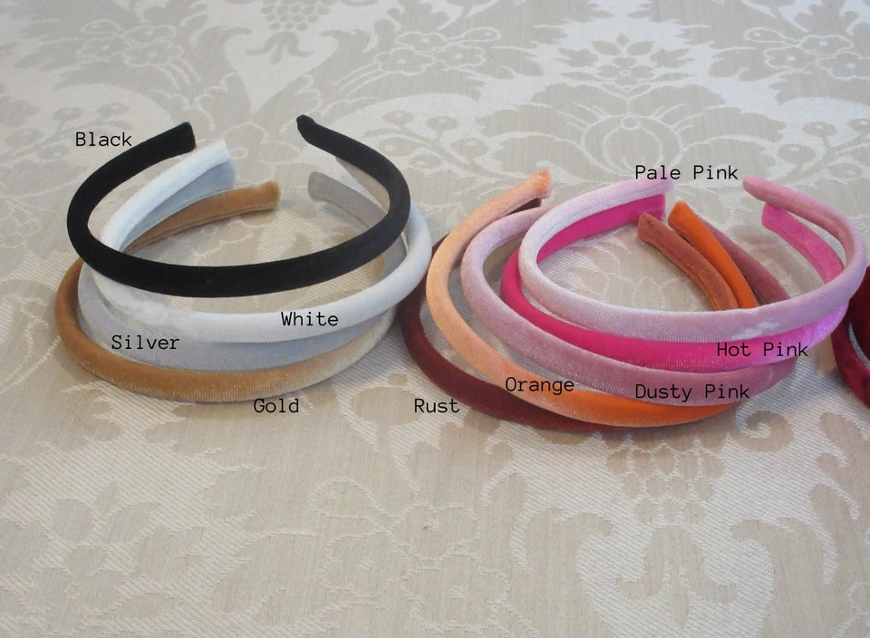 Diadema de terciopelo preppy clásica delgada estrecha hecha a mano elige entre 22 colores Foto 1 de 4