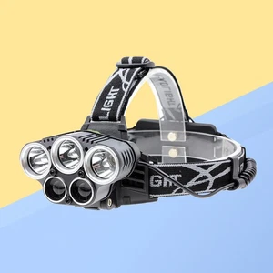 5 LED Camping Lights Rechargeable Fishing Gear Headlamp Flashlight - Picture 1 of 8