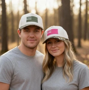 Truckermütze 3D bestickt amerikanische Flagge mit Dschungelkrempe Muster - Bild 1 von 13