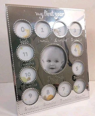 Carter's My First Year Silver Photo Frame "I'm One" Holds 13 Pictures Used Gloss - Image 1 of 4