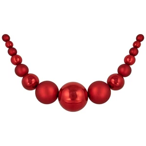 Northlight 6' Red Shiny and Matte Shatterproof Ball Christmas Swag - Picture 1 of 5