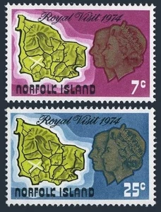 Norfolk 172-173, postfrisch. Michel 151-152. Besuch von QE II, Duke Edinburgh, Karte. - Bild 1 von 1