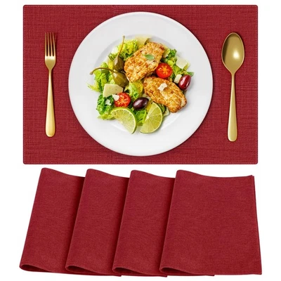 Cloth Placemats, Set of 4 Heat-Resistant Cotton Linen Blend Double Layered Ma... - Image 1 of 4