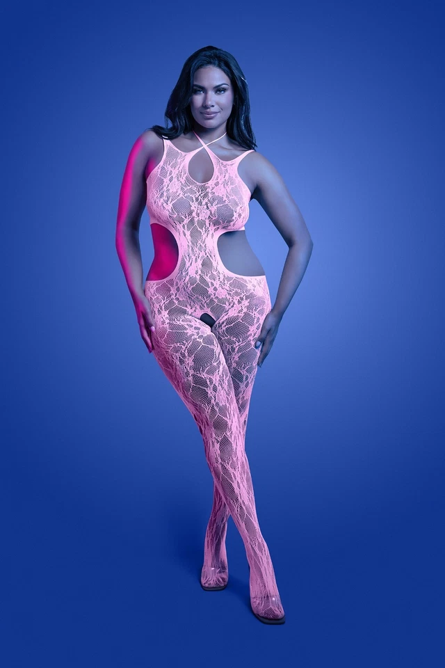 Lencería Fantasy - Bodystocking Glow Equilibrium Blacklight - Blanco - Reina Foto 1 de 2