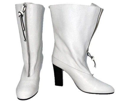 Bota Stuart Weitzman Jett Salto Couro Branco ESPANHA 8; Nova Na Caixa - Imagem 1 de 4