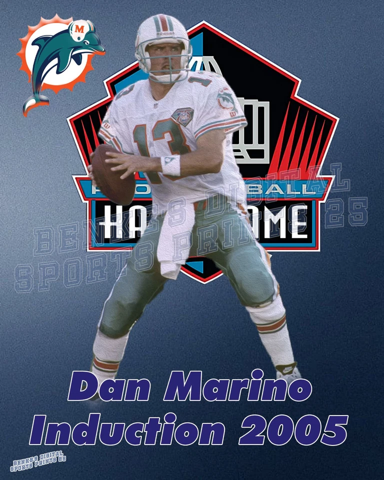 Impresión litográfica de los Miami Dolphins de Dan Marino HOF Foto 1 de 1