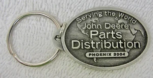 NEW Vintage 2004 JOHN DEERE TRACTOR Parts Distribution Show KEY CHAIN Pewter - Picture 1 of 3