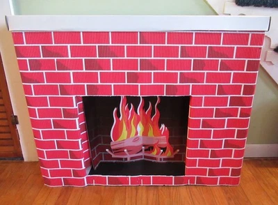 NIP Retro Corobuff Corrugated Fireplace 7 X 30 X 38 Red Brick CHRISTMAS Vintage