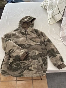Cabela's Berber Fleece WindShear Hooded 1/2-Zip Pullover Outfitter Camo XLarge - Picture 1 of 2