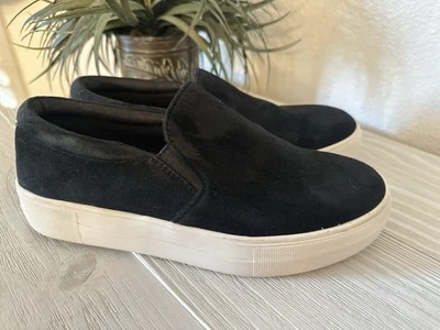 Steve Madden Slip On Platform Sneakers Size 7 GILLS Black Suede Leather Women - Image 1 of 4