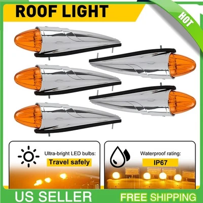 5 个琥珀色鱼雷驾驶室屋顶 LED 标记灯适用于道奇 Ram 1500 2500 3500 4500 — 第 1/4 张图片