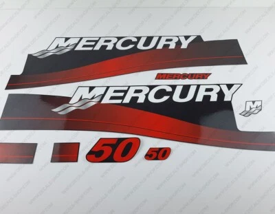 Mercury 50 hp Two Stroke outboard engine decals sticker set reproduction 50HP Foto 1 de 4