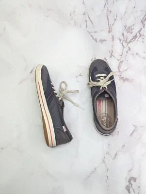 Keds Shoe Womens 9 Blue Gray Classic Stripe Low Top Sneaker Canvas WF46598M  - Image 1 of 4