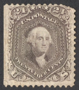US Sc# 70 *MINT OG H* { 24c WASHINGTON } W/ FAULTS "SCARCE OF 1861 CV$ 3,250.00 - Picture 1 of 3