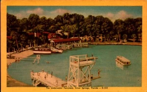 TARJETA POSTAL DE LINO DEXTER - UNDERWATER FAIRYLAND, SILVER SPRINGS, FLORIDA BK77 - Imagen 1 de 2