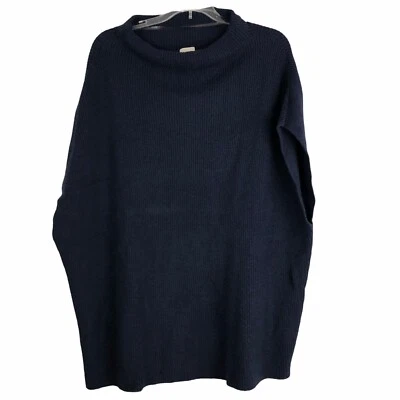 Suéter Chico's Cuello Simulado Cuadrado Talla XL Sin Mangas Acanalado Pullover Lana Azul Marino Foto 1 de 3