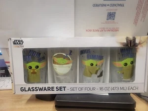 SET OF FOUR STAR WARS MANDOLORIAN 16 GLASSES - Picture 1 of 5