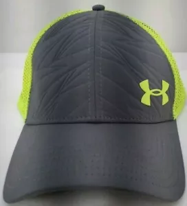 Under Armor Hat Gray and Neon Yellow Embroidered Logo Adj Vented Mesh Cap - Picture 1 of 7