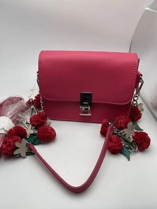 ZARA Basic Mini Crossbody Bag FLORAL Strap PINK 2-in-1 Shoulder HandBag - Picture 1 of 4