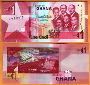Billete de papel moneda GHANA 2019 UNC 1 Cedi P- Nuevo prefijo JL - Imagen 1 de 1