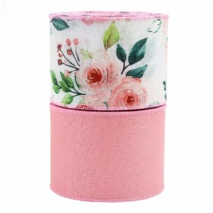 Metal Wire Edge Flower Ribbon Wrapping Bow Ribbon for Wreath Crafts - Picture 1 of 11