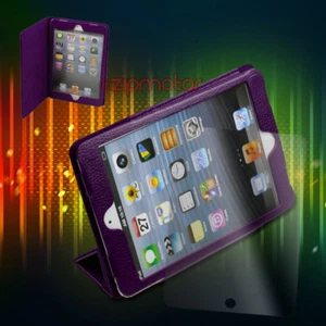 NEW CASE COVER+SCREEN PROTECTOR PU LEATHER PURPLE WAKE SLEEP ON/OFF IPAD MINI - Picture 1 of 1